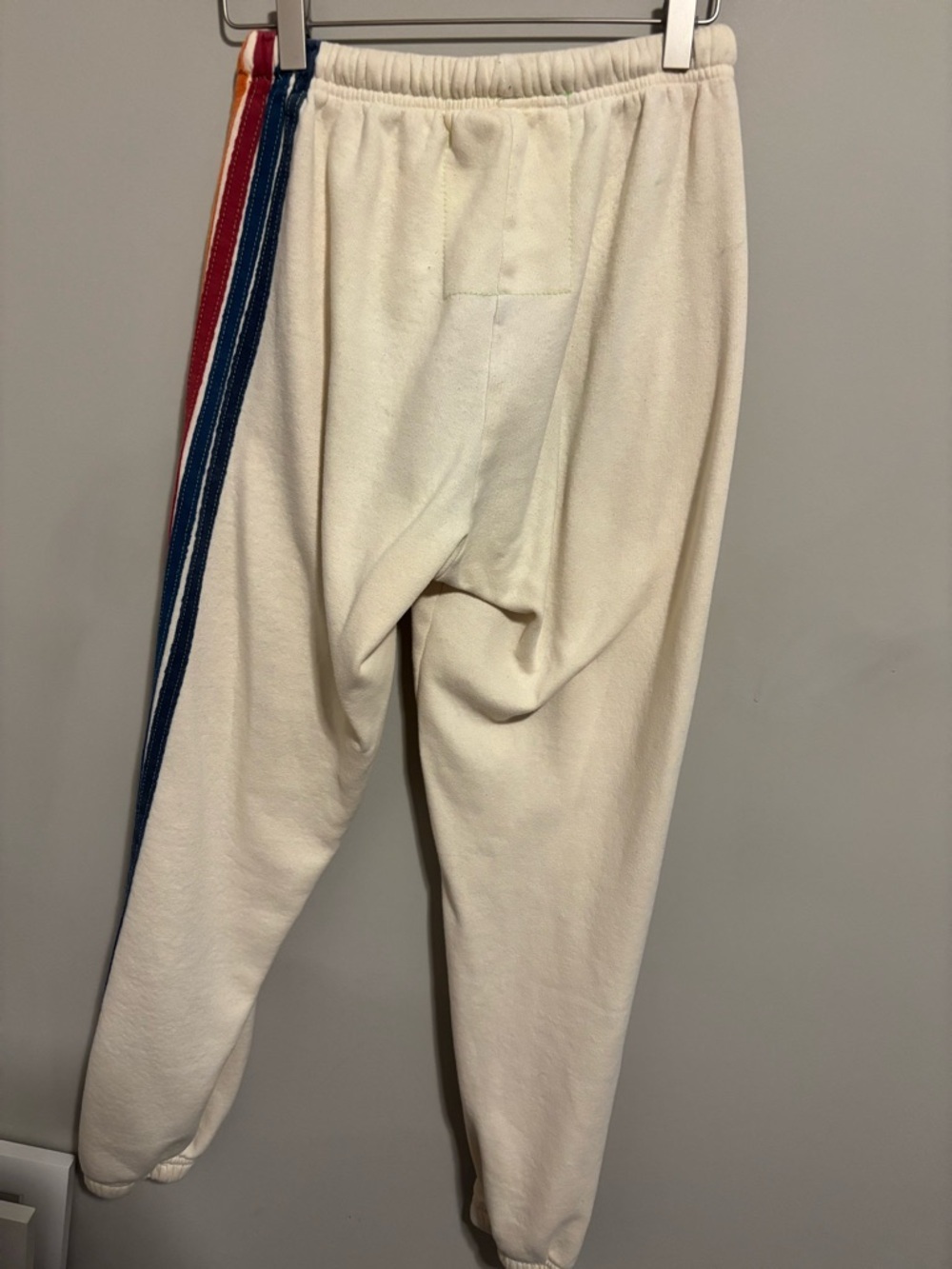 Aviator Nation 5 Stripe Sweatpants Vintage White Rainbow Stripe Size S - Picture 7 of 9